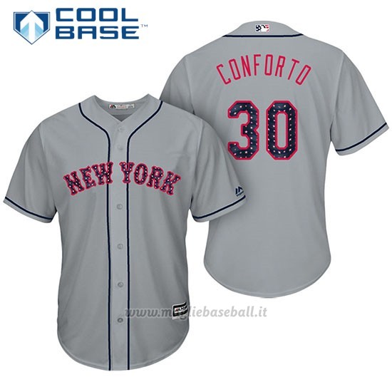 Maglia Baseball Uomo New York Mets 2017 Estrellas y Rayas Michael Conforto Grigio Cool Base